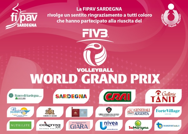 La Fipav Sardegna ringrazia tutti coloro che hanno contribuito alla riuscita del WORLD GRAND PRIX 2014